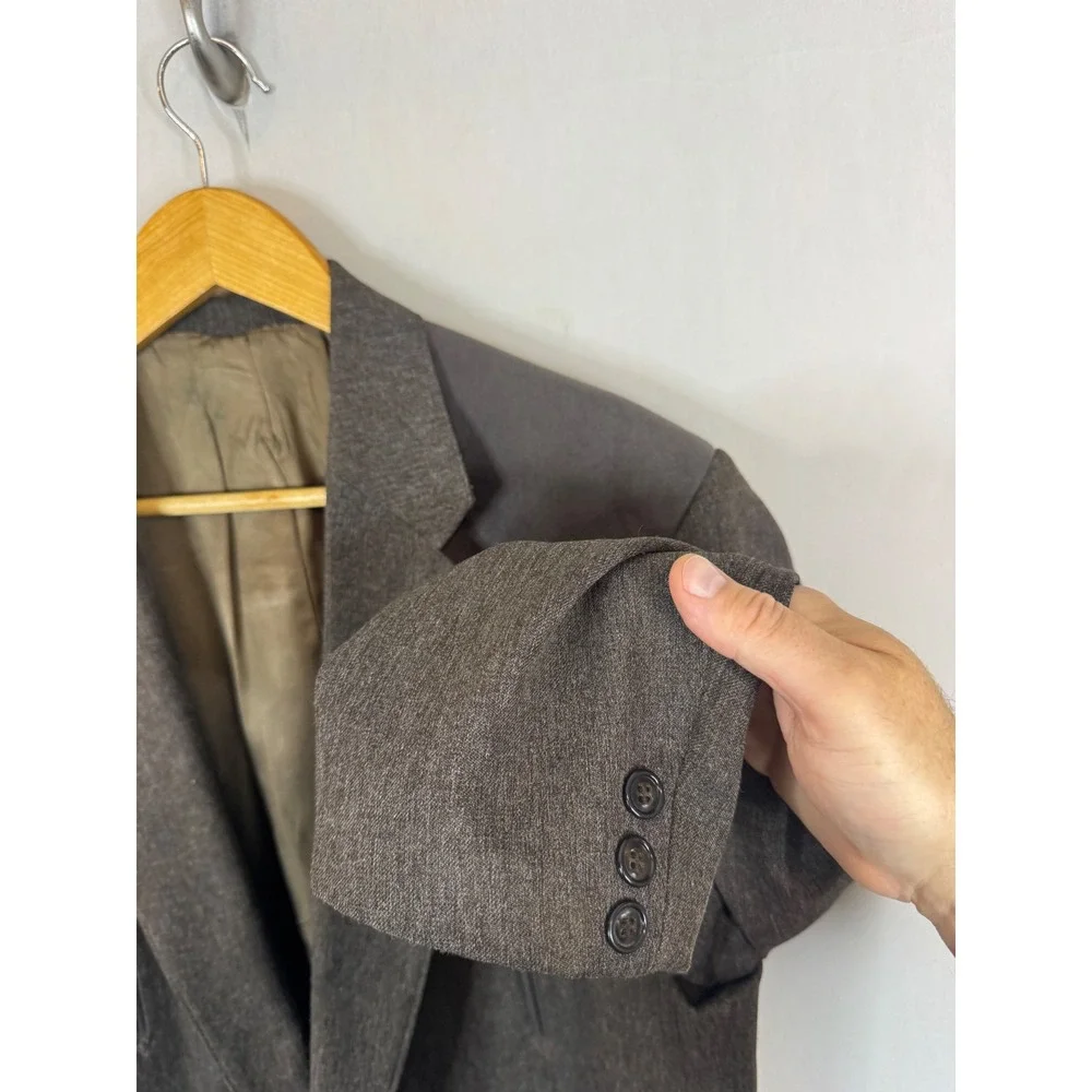 Circle S Mens Western Blazer Charcoal Brown Suede Yoke Sport Coat 44S Short USA